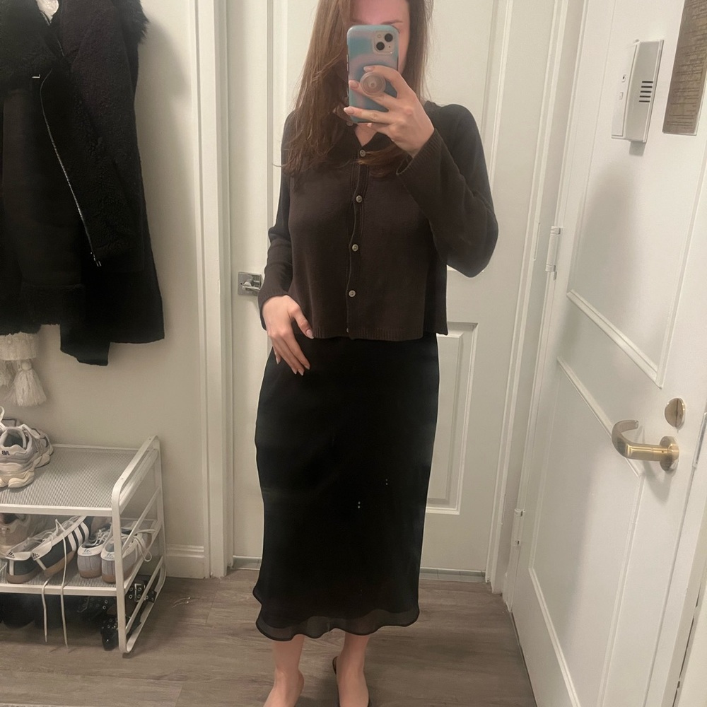 Nordstrom Black Midi Slip Skirt